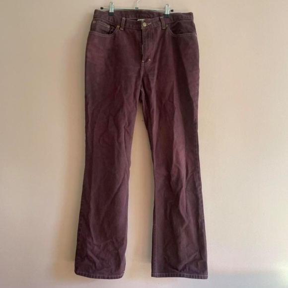 Brown low-rise flare jeans. - Picture 1 of 3